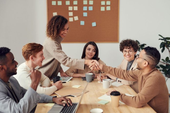 Diverse business team in corporate meeting