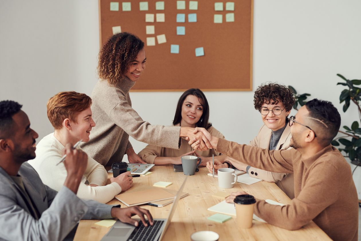 Diverse group of business professionals in a corporate meeting