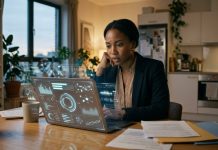 Opinion: AI Hiring Tools Are the New Face of Employment Discrimination A Black woman job seeker looks at an automated hiring screen on her laptop