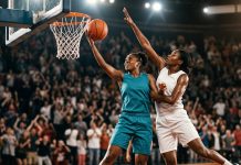 WNBA Semifinals 2026: Every Possible Matchup, Schedule and Stars Two Black women basketball players in teal and white jerseys fight for a rebound in a packed playoff arena